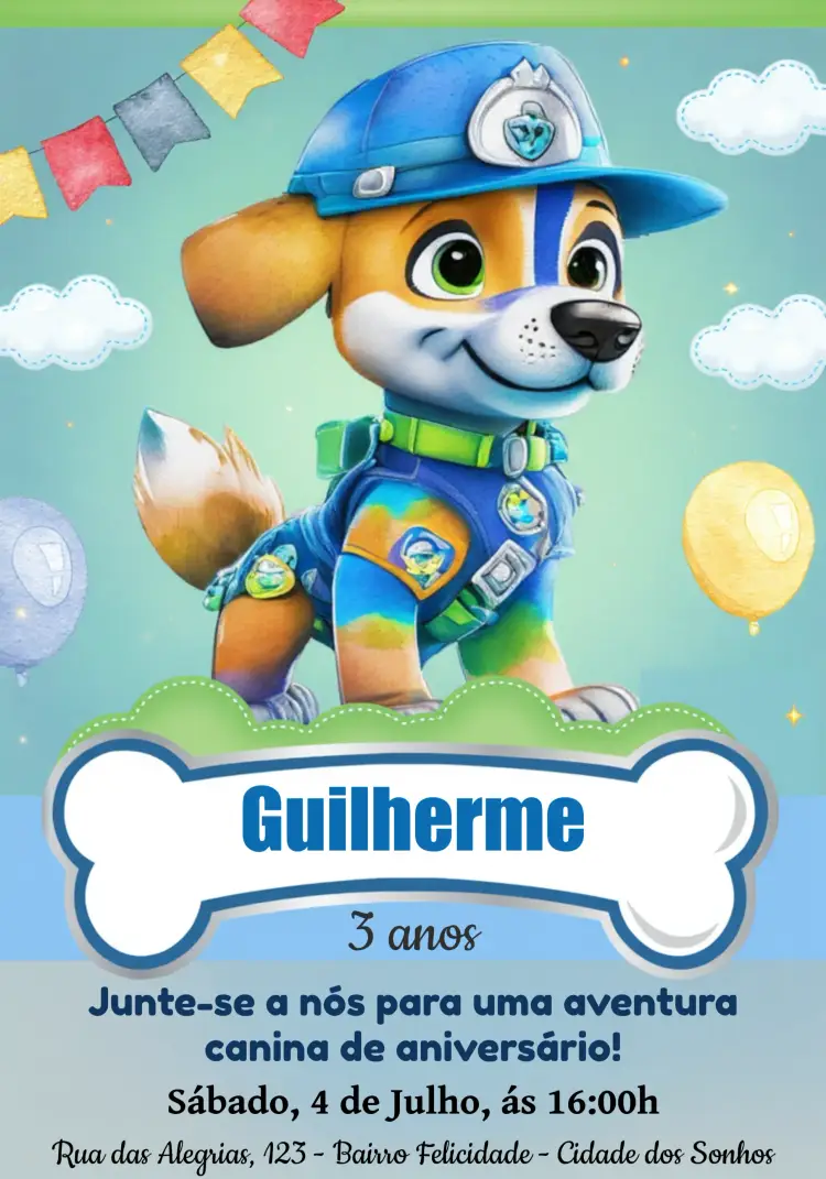 Convite Patrulha Canina Verde