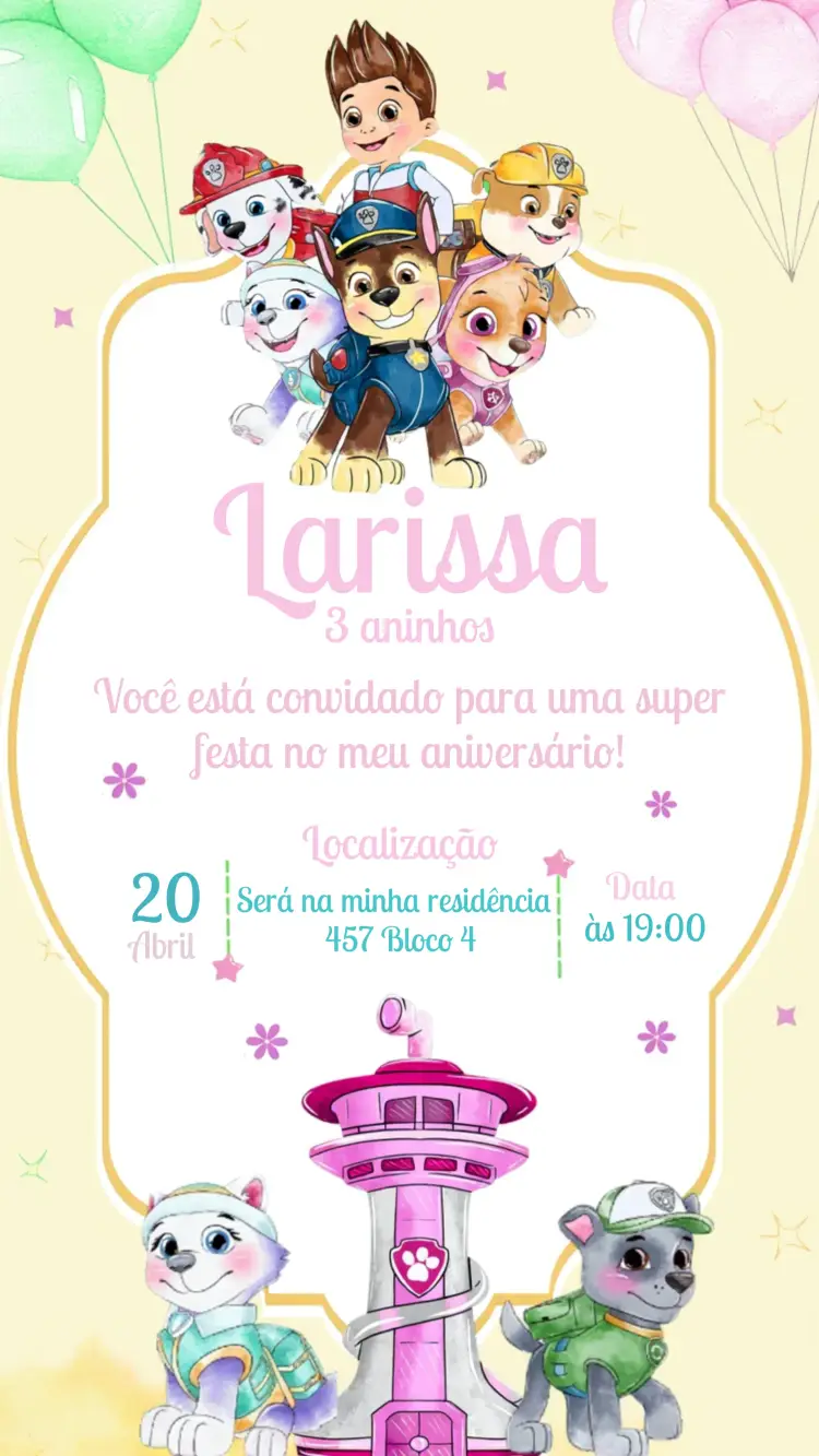 Convite Patrulha Canina Verde