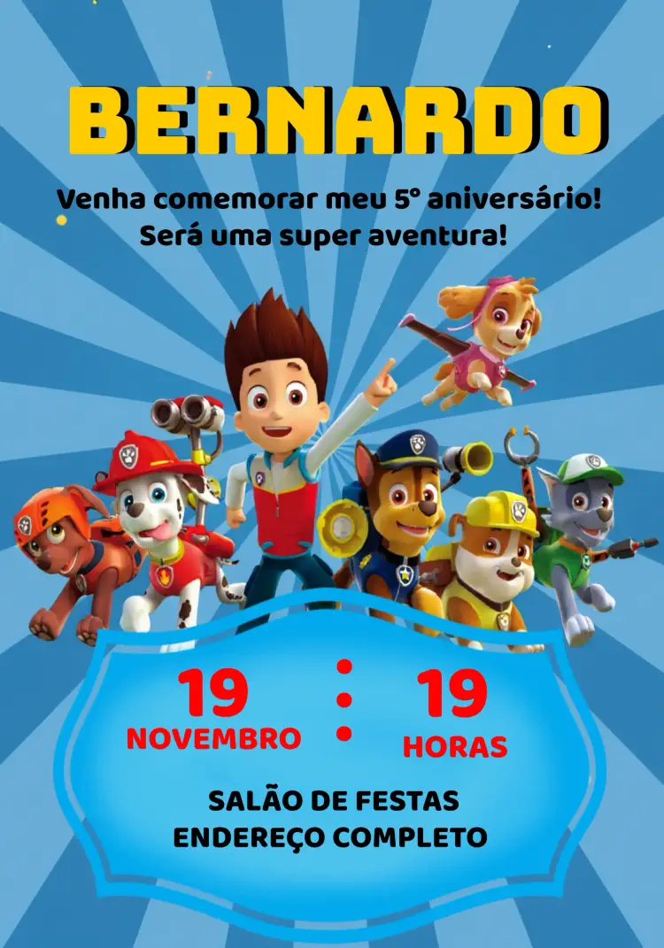 Convite Patrulha Canina Vermelho
