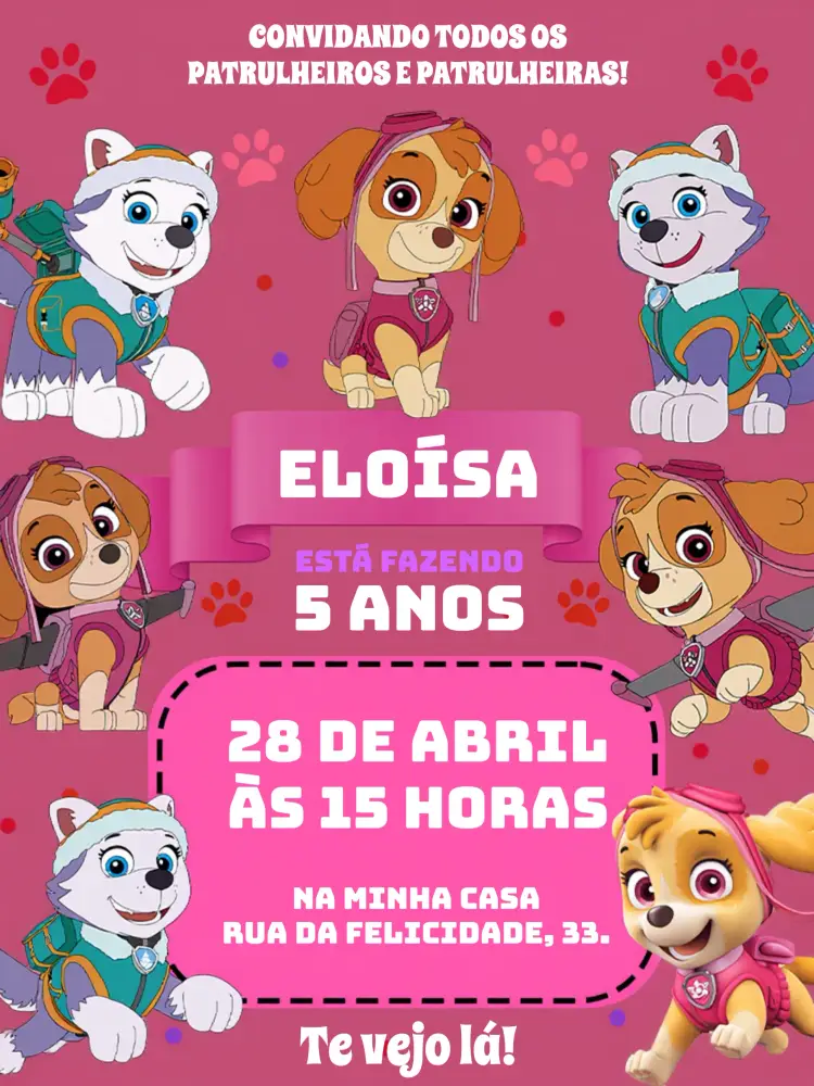 Convite Patrulha Canina Vermelho