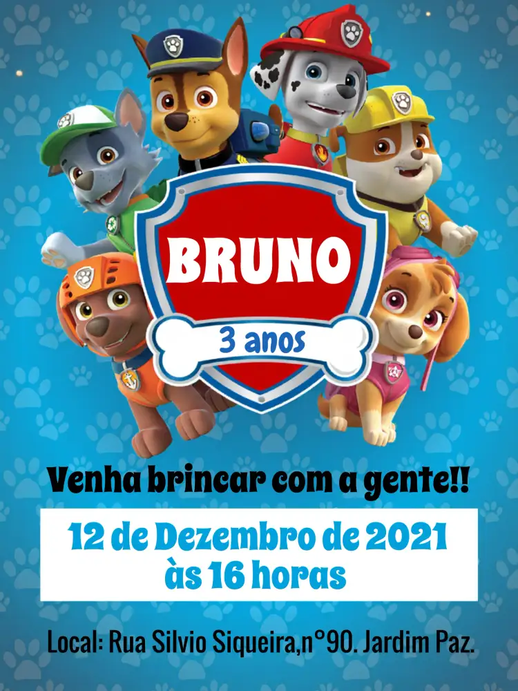 Convite Patrulha Canina Zuma – tema Aniversário Infantil colorido, divertido, temático, infantil, animado