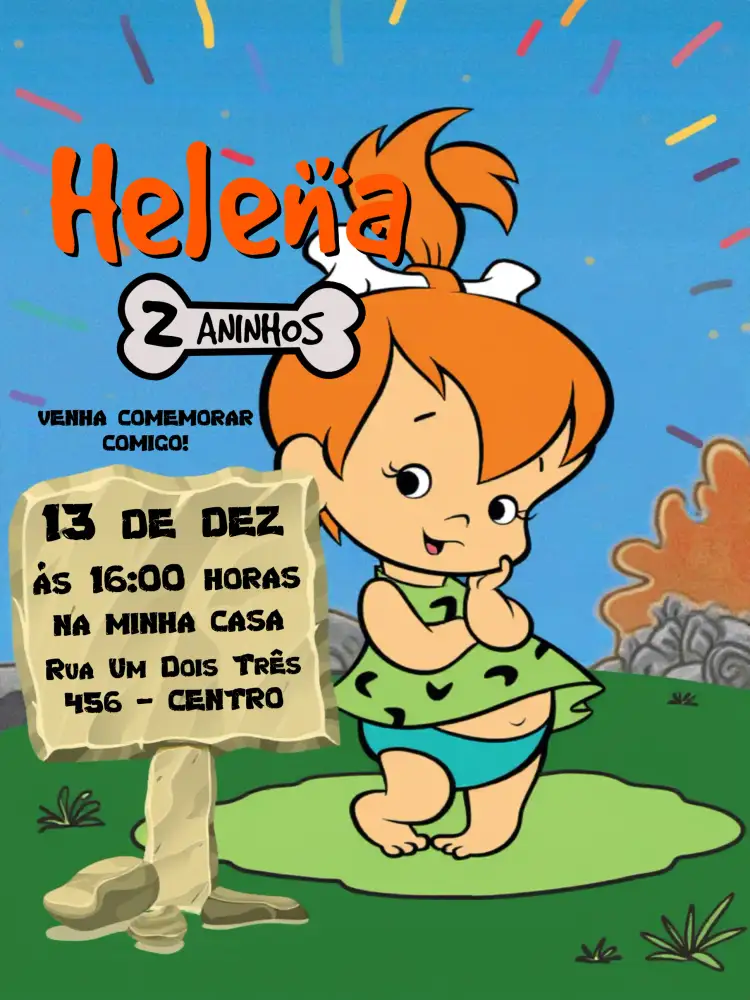 Convite Pedrita Laranja – tema Aniversário Infantil colorido, temático, divertido, vibrante, infantil, lúdico