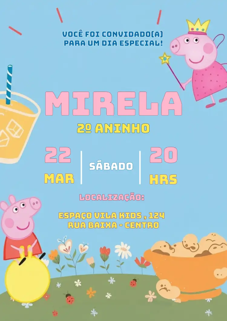 Convite Peppa Pig