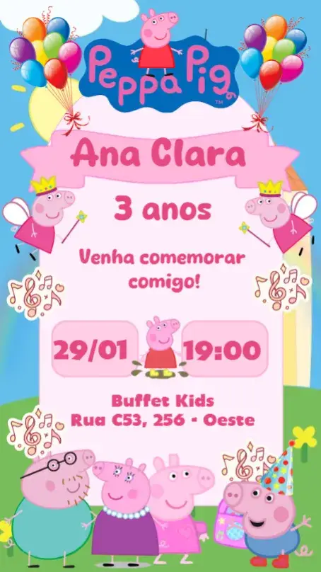 Convite Peppa Pig