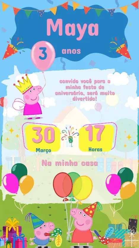 Convite Aniversário Infantil Peppa Pig