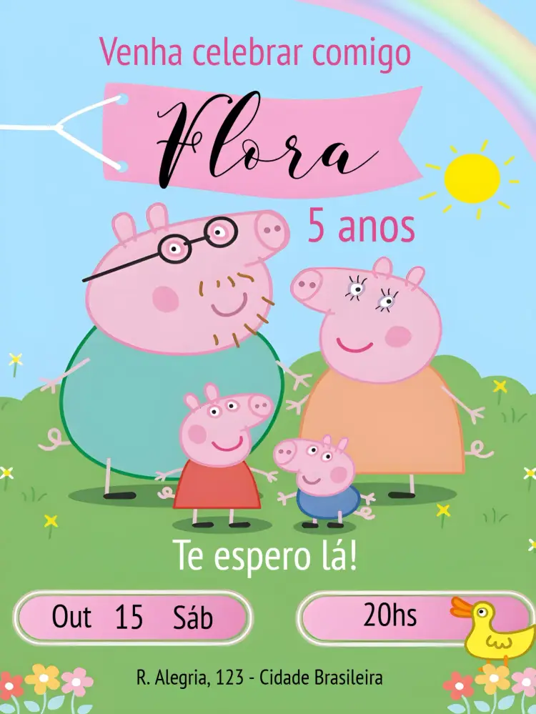 Convite Peppa Pig Colorido