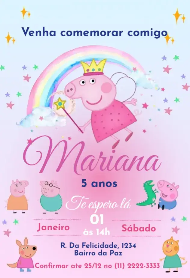 Convite Peppa Pig e Família