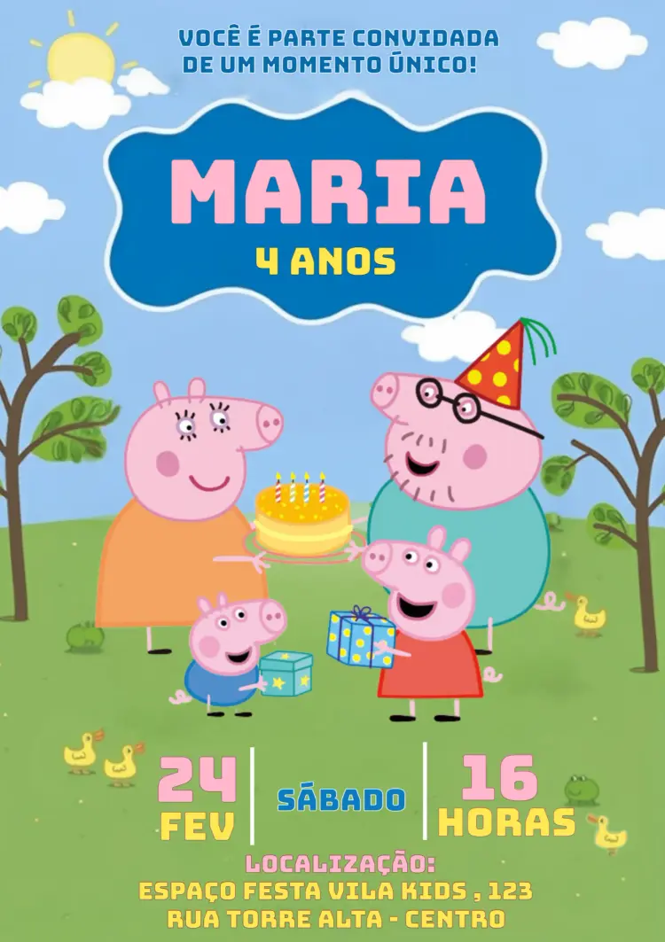 Convites de aniversário infantil para editar