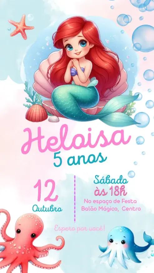 Convite Pequena Sereia