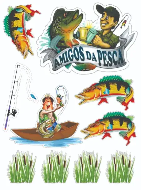 Invitation Fishing – Cake topper theme colorful, fun, nature-themed, marine, playful illustrations