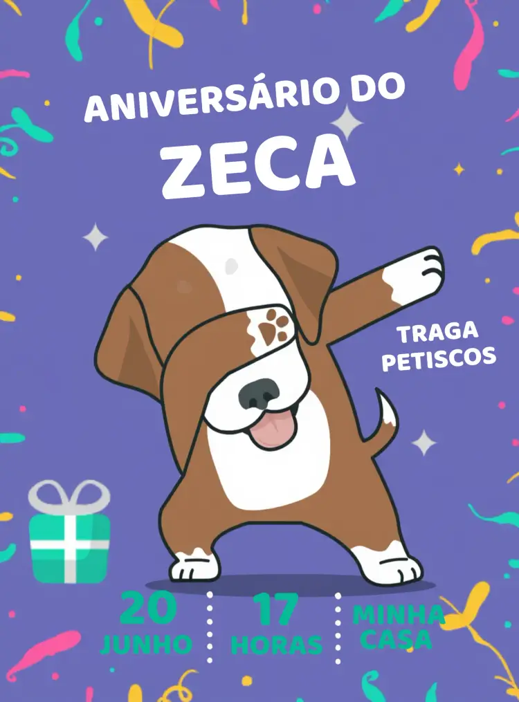 Convite Pet Cachorro Roxo