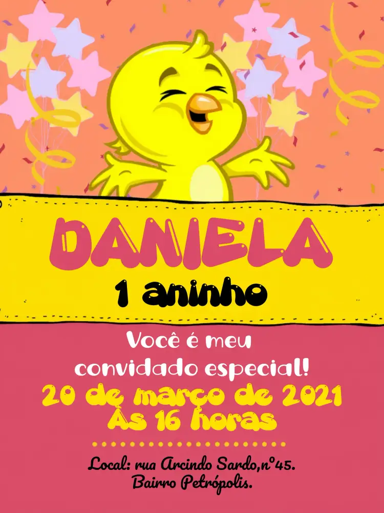 Convite Pintinho Amarelinho Balões