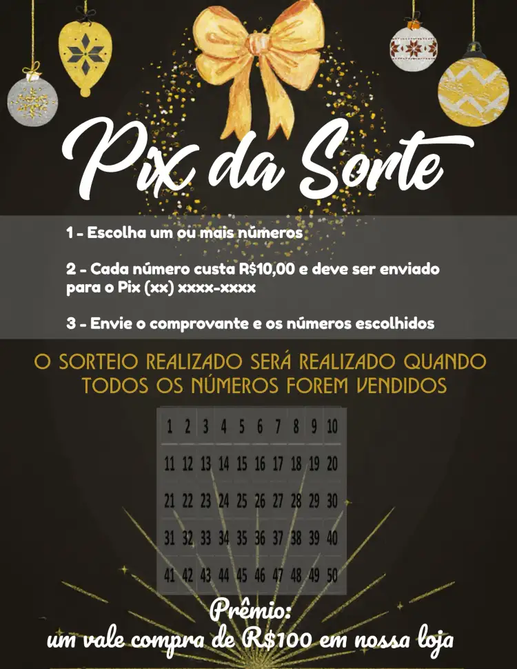 Convite Pix Da Sorte De Ano Novo Dourado – tema Cartelas dourado, colorido, moderno, festivo, brilhante, vibrante