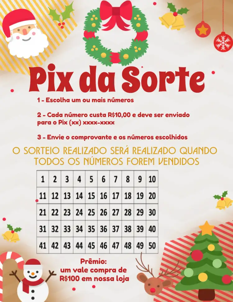 Convite Pix Da Sorte De Natal Verde – tema Cartelas verde, vermelho, dourado, branco, colorido, festivo