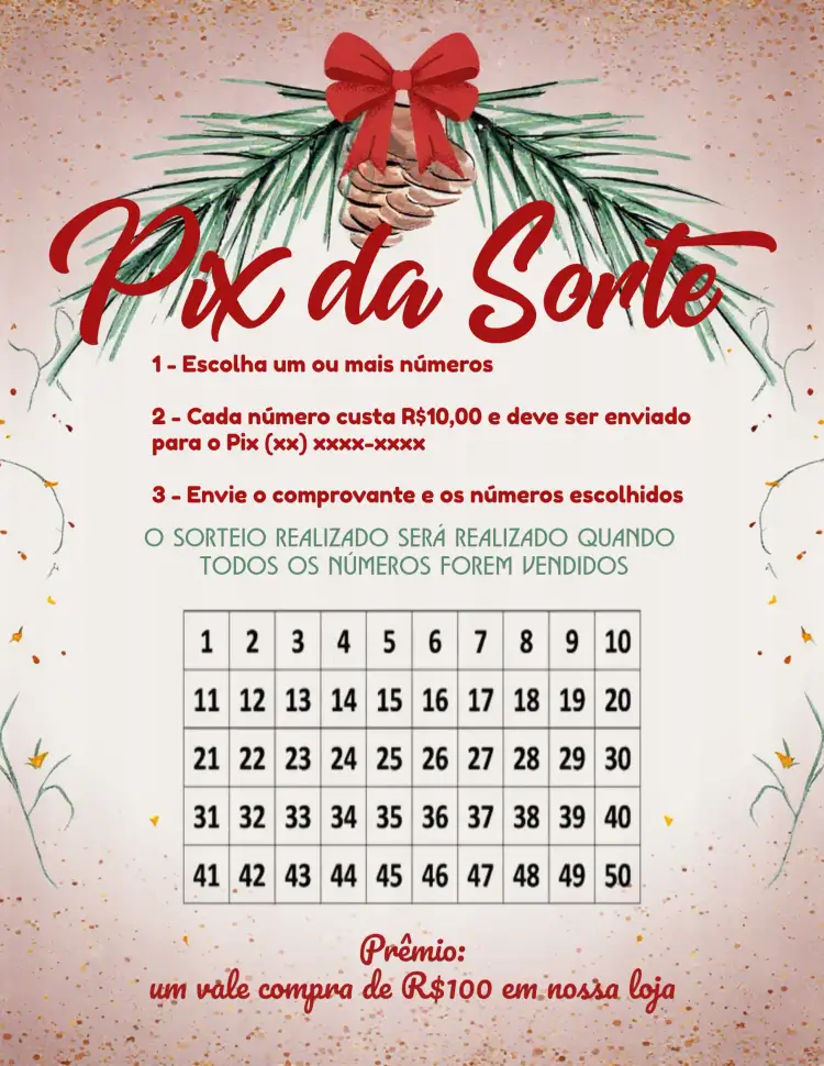 Convite Pix Da Sorte De Natal Verde – tema Cartelas verde, vermelho, dourado, colorido, festivo, brilhante