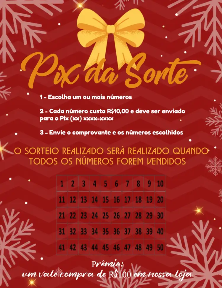 Convite Pix Da Sorte De Natal Férias – tema Cartelas festivo, colorido, moderno, brilhante, alegre