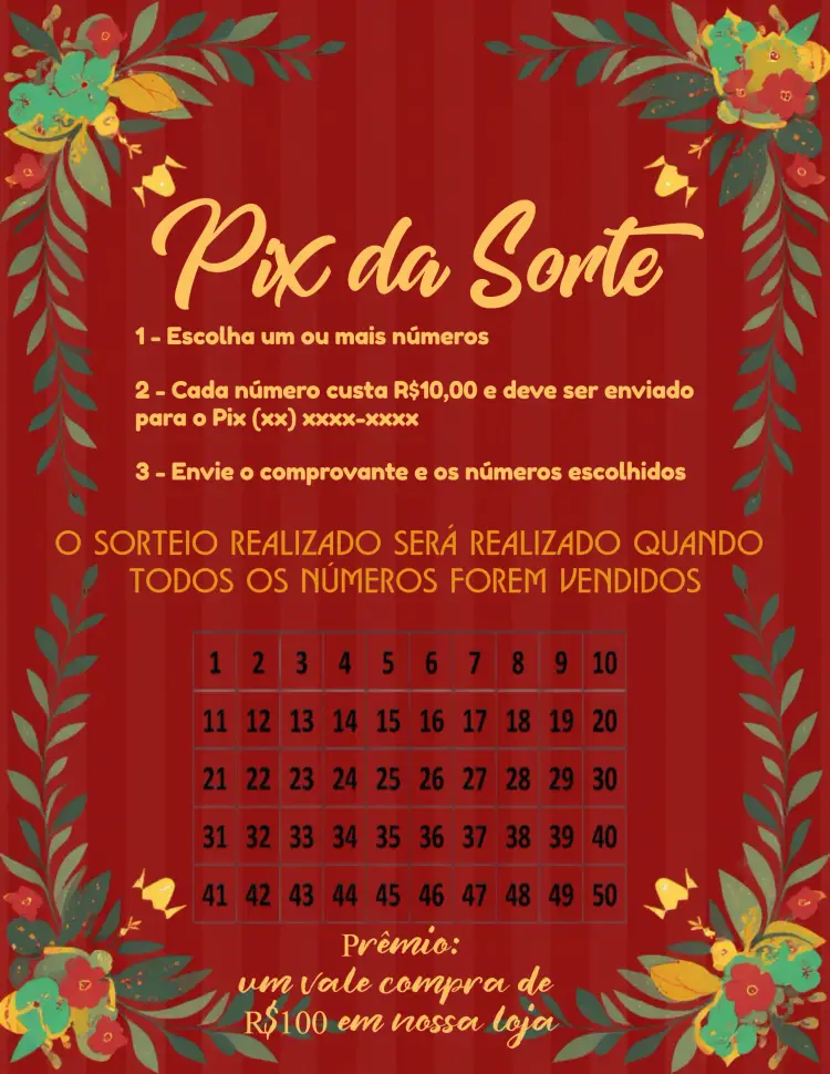 Convite Pix Da Sorte De Natal Vermelho