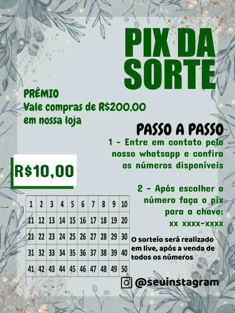 Convite Pix Da Sorte Arte – tema Cartelas moderno, natural, vibrante, minimalista, elegante, divertido