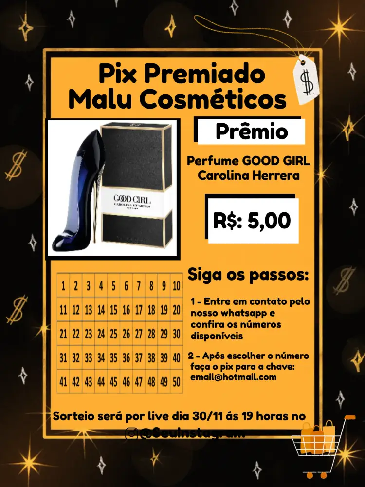 Convite Pix Premiado Carrinho – tema Cartelas moderno, brilhante, minimalista, colorido, divertido, elegante