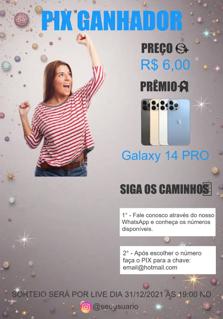 Convite Pix Premiado Digital – tema Cartelas moderno, tecnológico, elegante, minimalista, sorteio, digital