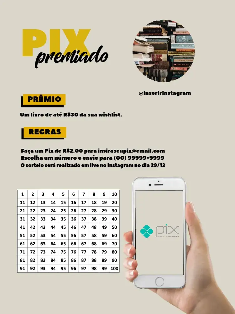 Convite Pix Premiado Com Foto Bege – tema Cartelas moderno, elegante, minimalista, colorido, divertido