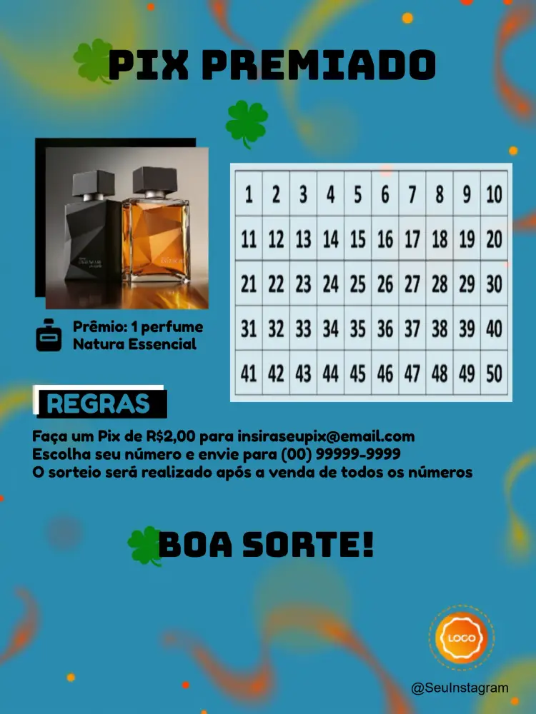 Convite Pix Premiado Digital editável e personalizável