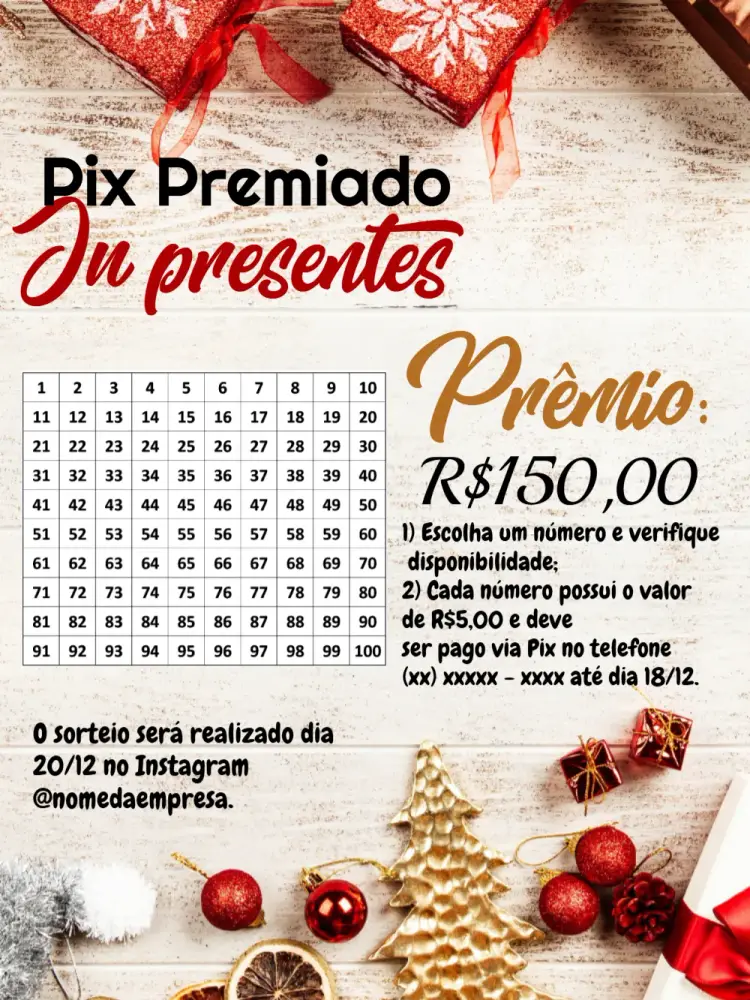 Convite Pix Premiado Natal Sorteio
