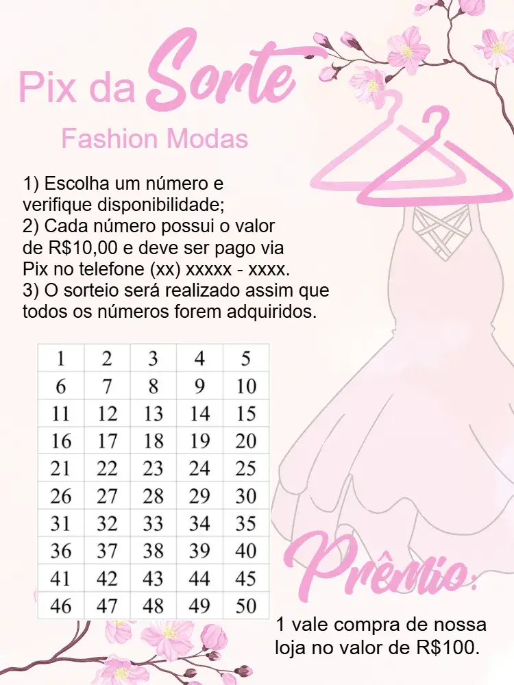 Convite Pix Premiado Roupas Rosa