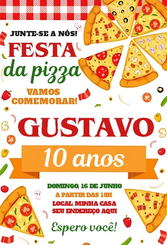 Convite Pizza Party 1