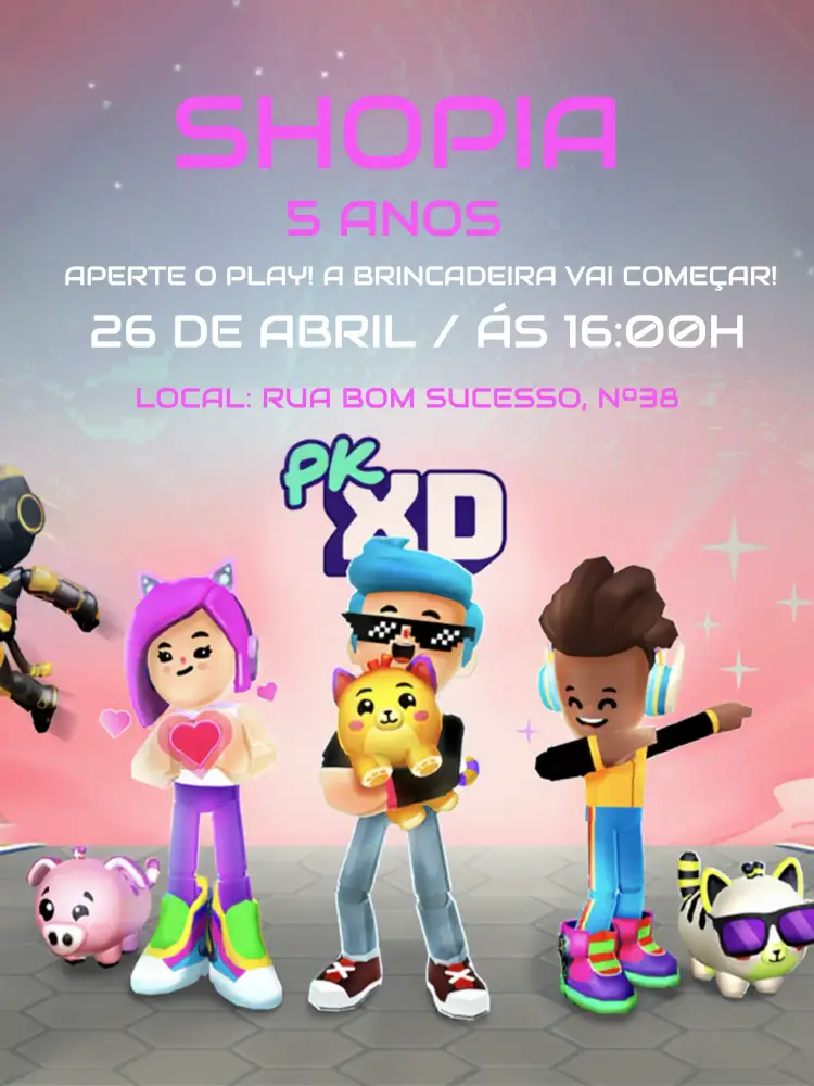 Convite Pk Xd Colorido