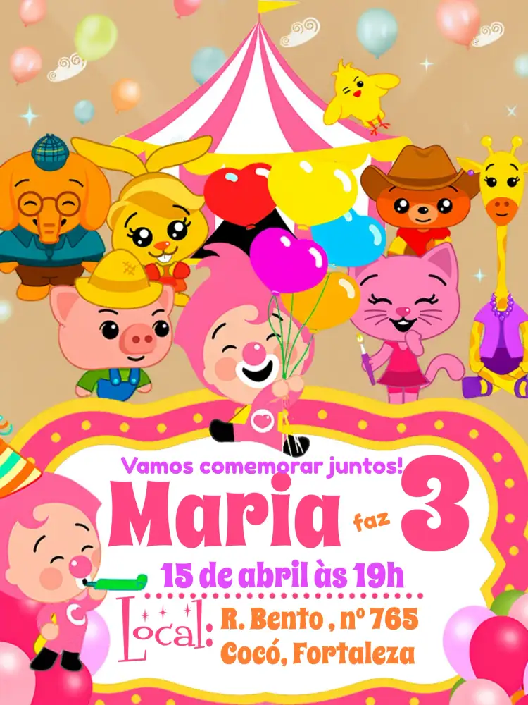 Convite Plim Um Herói Do Coração Balões – tema Mais pesquisados colorido, divertido, circense, infantil, alegre, festivo
