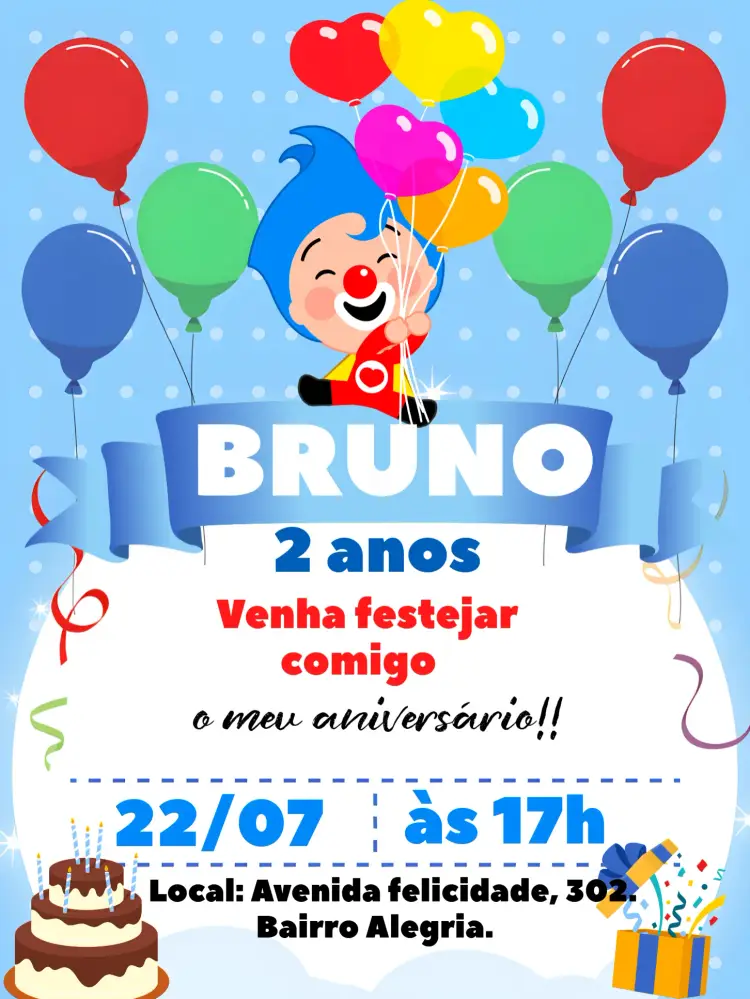 Convite Plim Um Héroi Do Coração Colorido