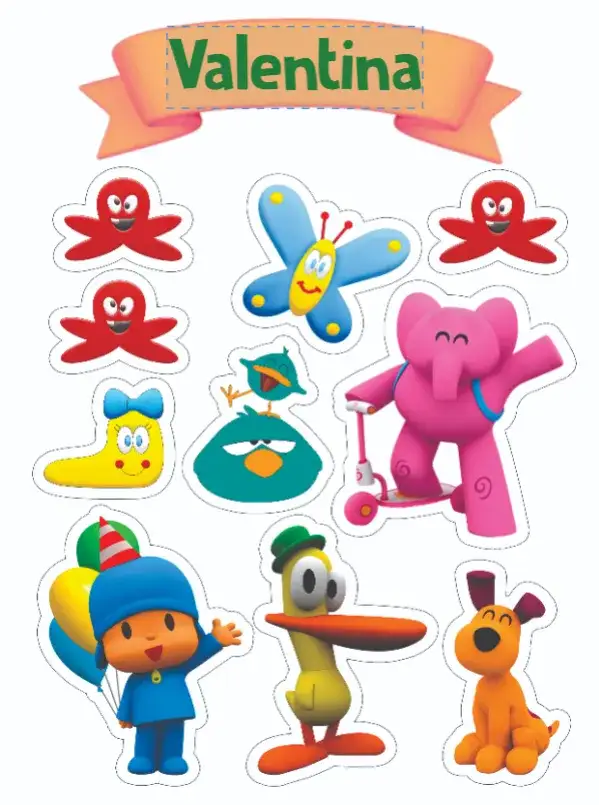 Invitación Pocoyo – tema Topper de torta colorido, divertido, infantil, animado, brincalhón, temático