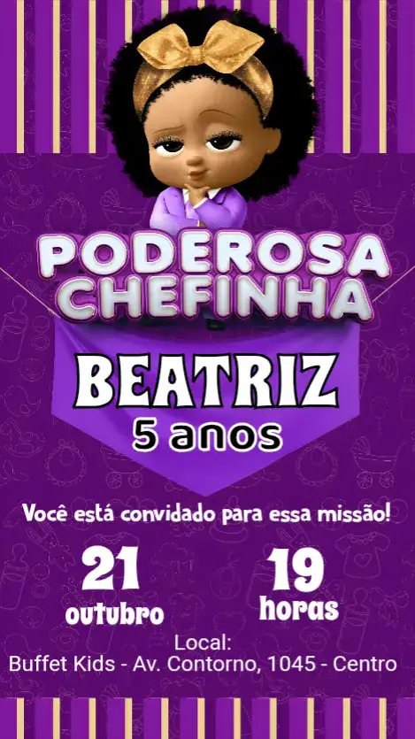 Convite Poderosa Chefinha – tema Aniversário Infantil colorido, divertido, moderno, infantil, cheerful, brilhante
