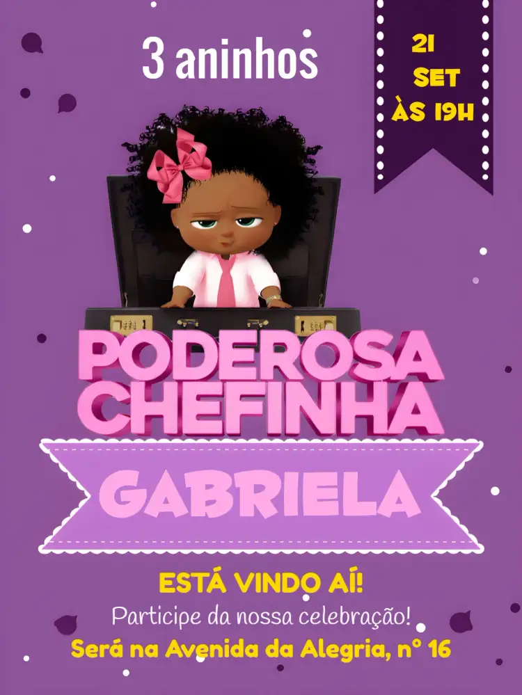 Convite Poderosa Chefinha Faixa – tema Mais pesquisados moderno, divertido, feminino, colorido, jovial