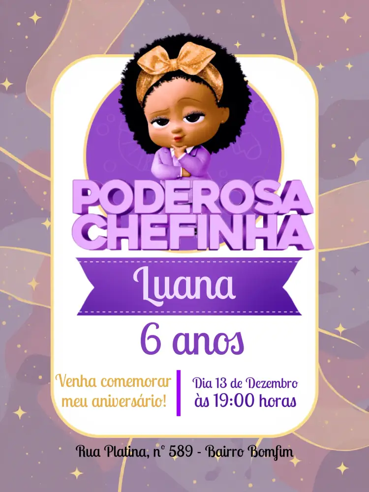 Convite Poderosa Chefinha Negra Banner