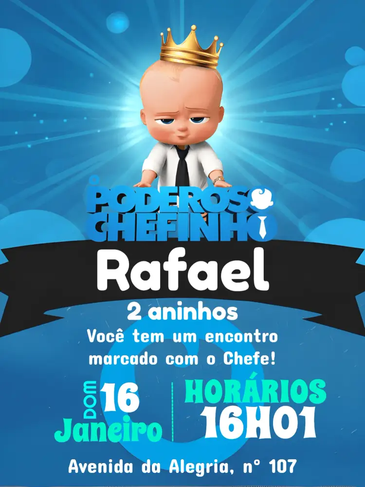 Convite Poderoso Chefinho Branco