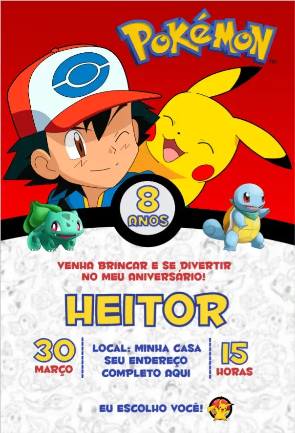 Convite Pokemon 1