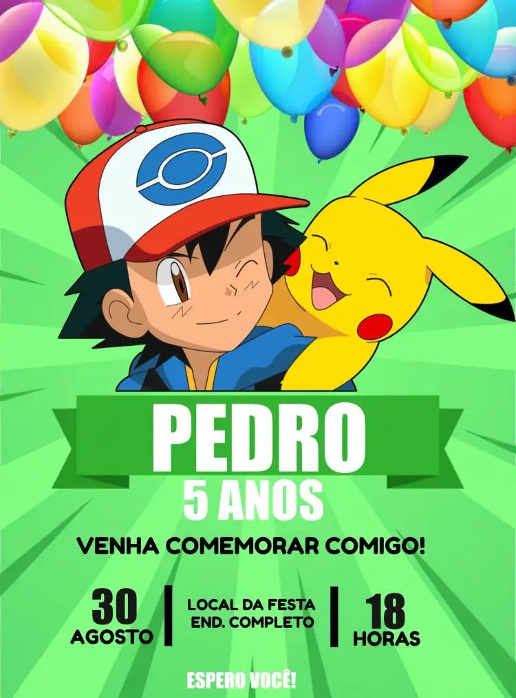 Convite Pokemon Infantil