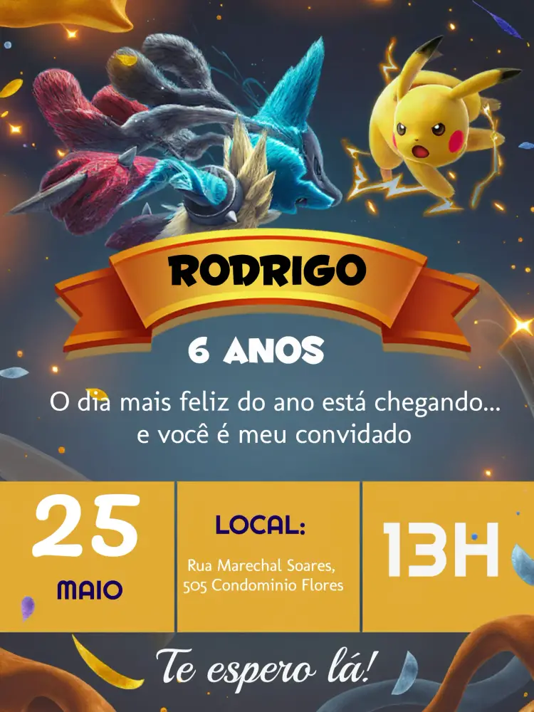 Convite Pokémon Pokemon