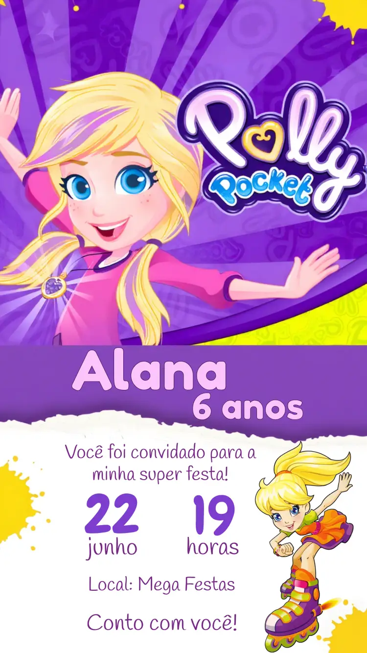 Convite Polly Pocket Infantil