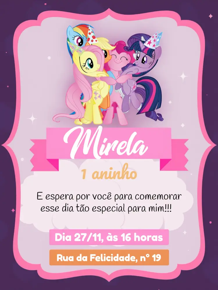 Convite Poney Laranja