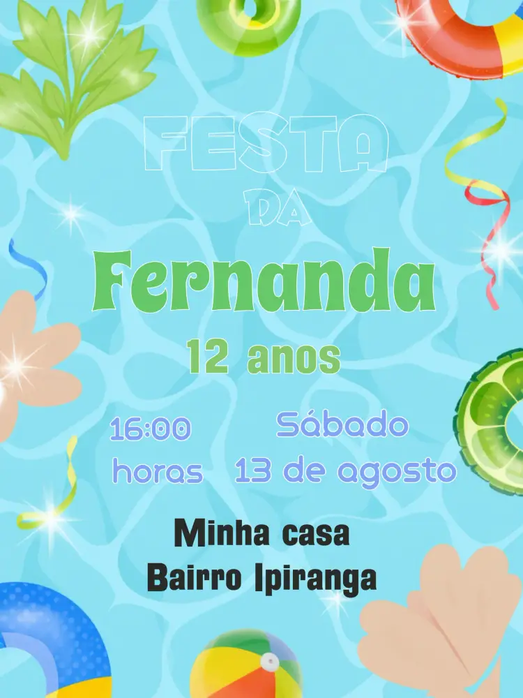 Convite Pool Party Infantil