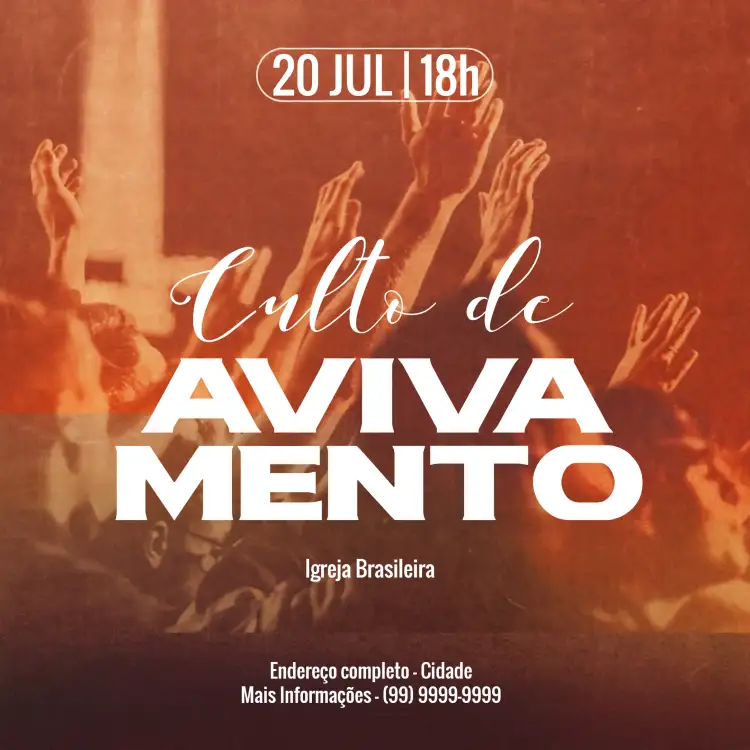 Convite Post Culto De Igreja Instagram – tema Mais pesquisados vermelho vibrante, branco puro, moderno, minimalista, religioso, estilo Instagram