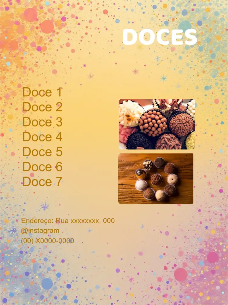 Convite Post De Promoção Doces Marrom – tema Mais pesquisados marrom, amarelo, moderno, minimalista, doce, festivo