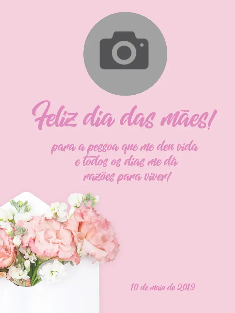 Convite Post Dia Das Mães Com Foto Presente – tema Datas Comemorativas rosa, delicado, romântico, moderno, floral, minimalista