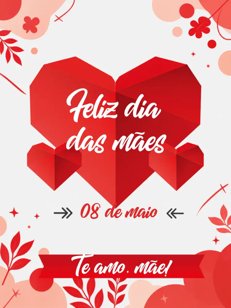 Convite Post Dia Das Mães Coração – tema Datas Comemorativas rosa, delicado, amoroso, moderno, floral