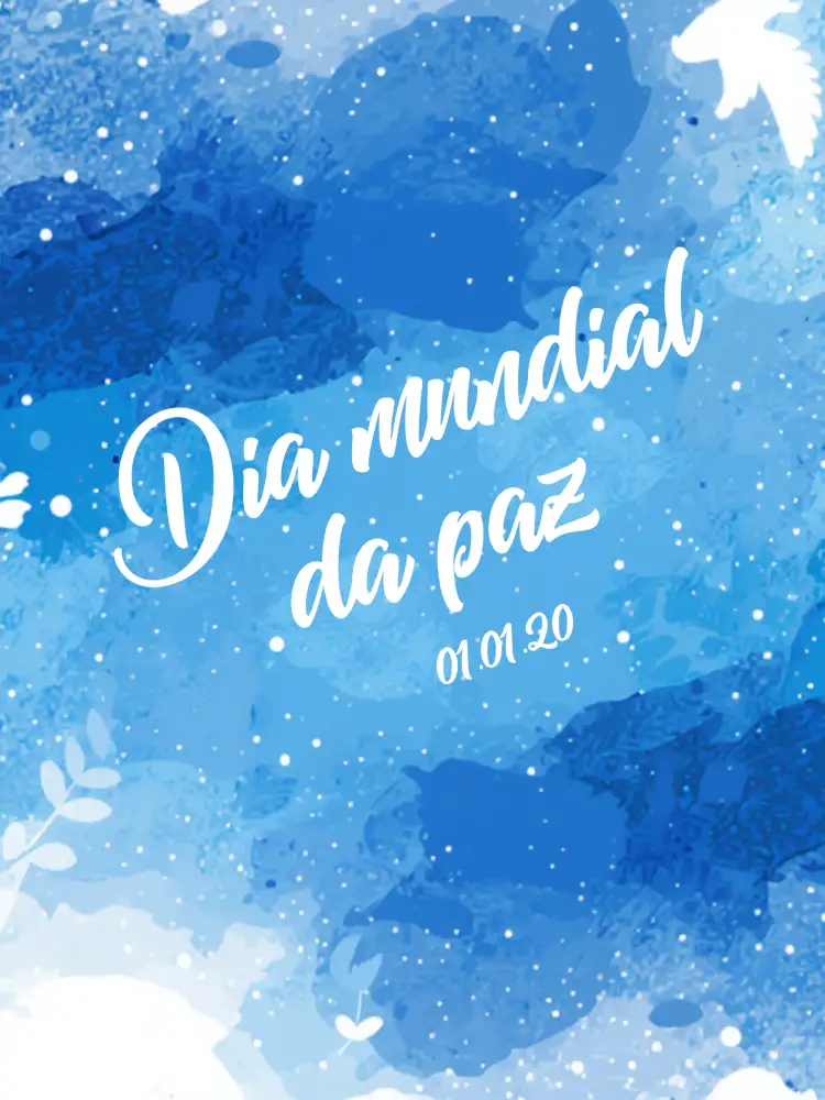 Convite Post Dia Mundial Da Paz Amor – tema Datas Comemorativas azul e branco, minimalista, moderno, gráfico com pombinhas, estilo clean, esperança