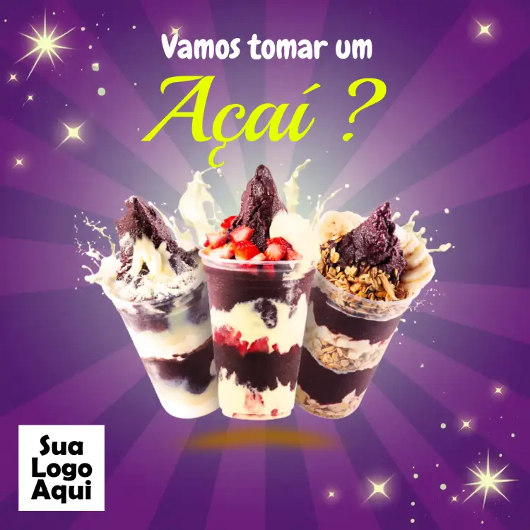 Convite Post Para Açaí Sorvete – tema Mais pesquisados vibrante, colorido, tropical, divertido, moderno