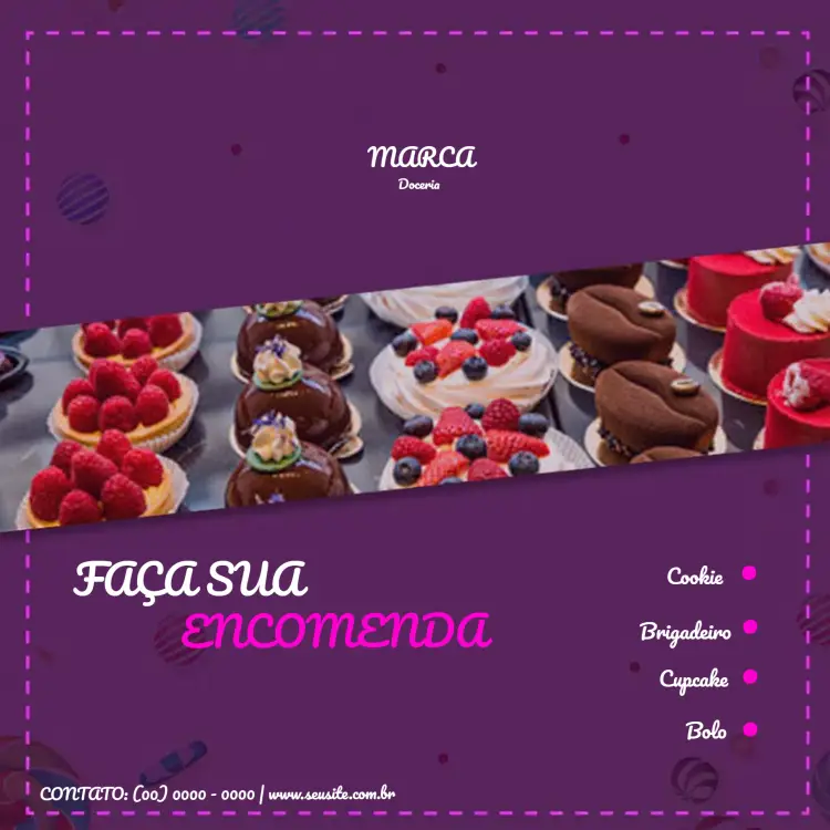 Convite Post Para Docerias / Confeitaria Com Foto Roxo
